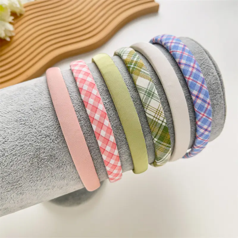 Summer Plaid Hair Hoop Joker Fabric Candy Color Sponge Head Hoop Simple Press Hair Stamp 2023 New — feature 11