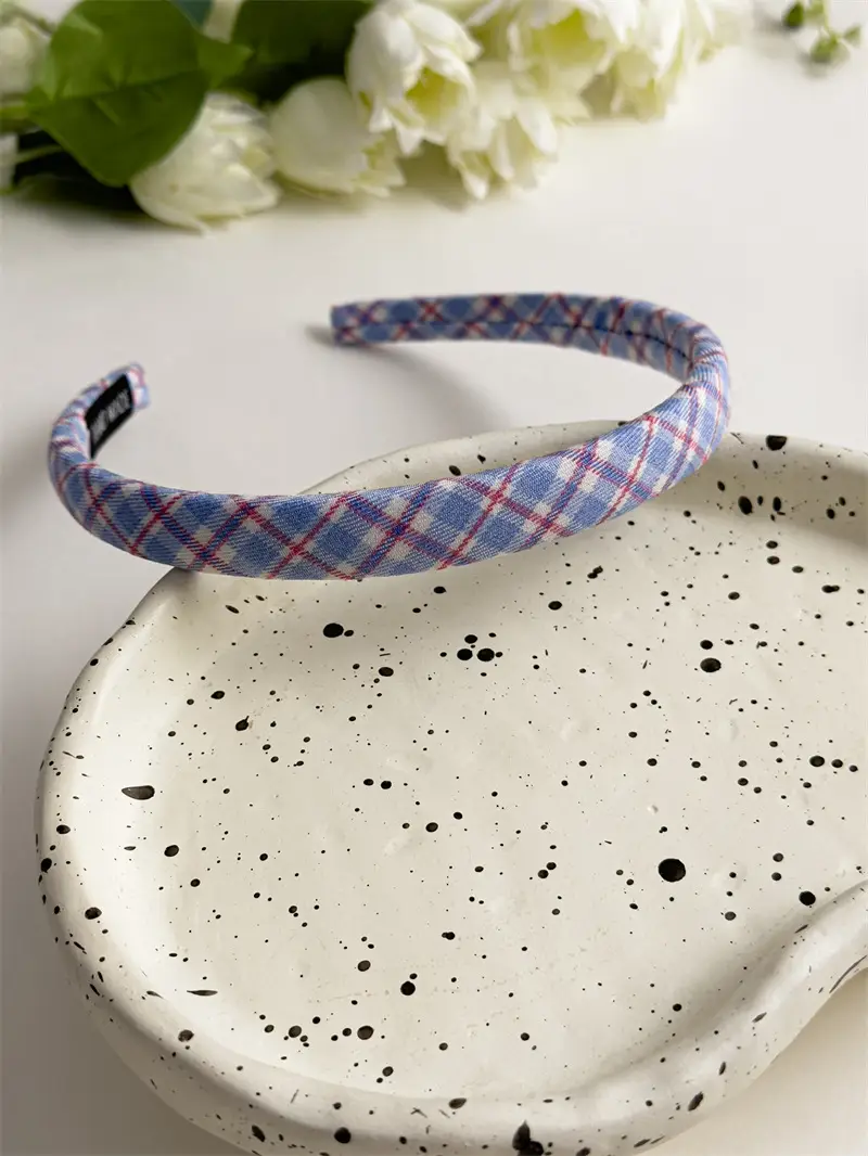 Summer Plaid Hair Hoop Joker Fabric Candy Color Sponge Head Hoop Simple Press Hair Stamp 2023 New — feature 15