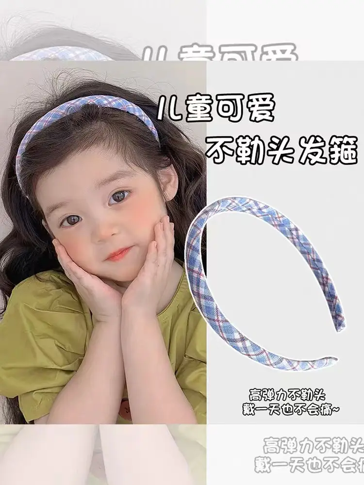 Summer Plaid Hair Hoop Joker Fabric Candy Color Sponge Head Hoop Simple Press Hair Stamp 2023 New — feature 2