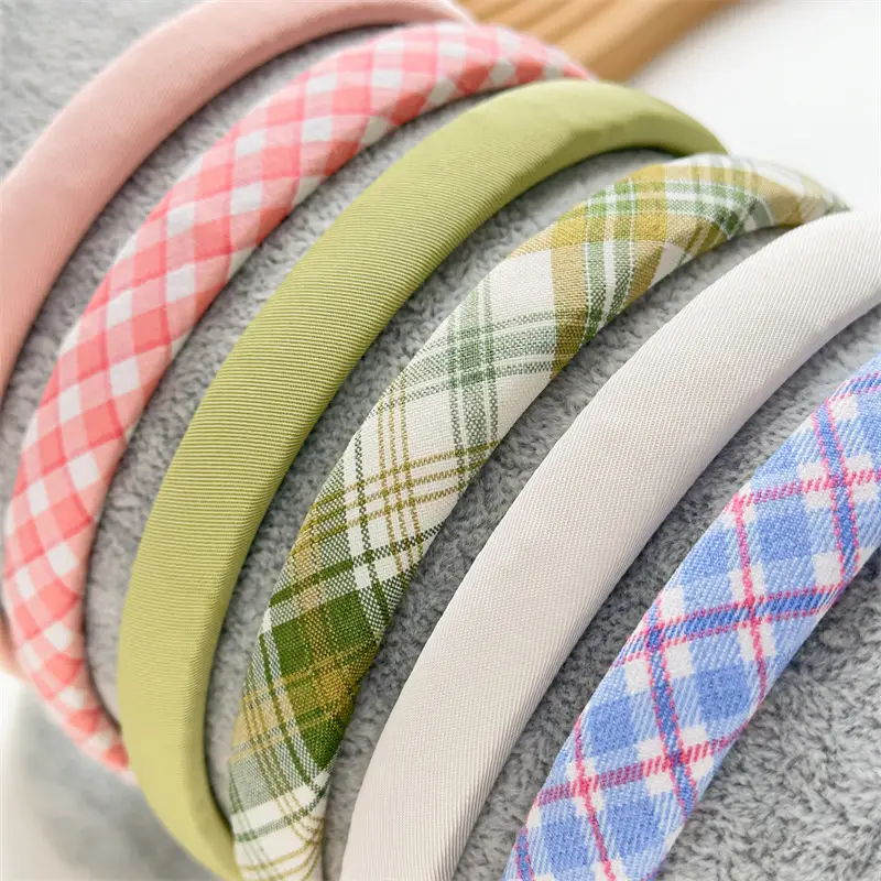 Summer Plaid Hair Hoop Joker Fabric Candy Color Sponge Head Hoop Simple Press Hair Stamp 2023 New — feature 5