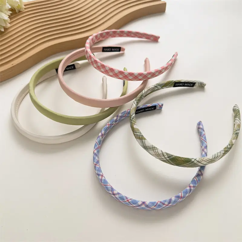Summer Plaid Hair Hoop Joker Fabric Candy Color Sponge Head Hoop Simple Press Hair Stamp 2023 New — feature 7