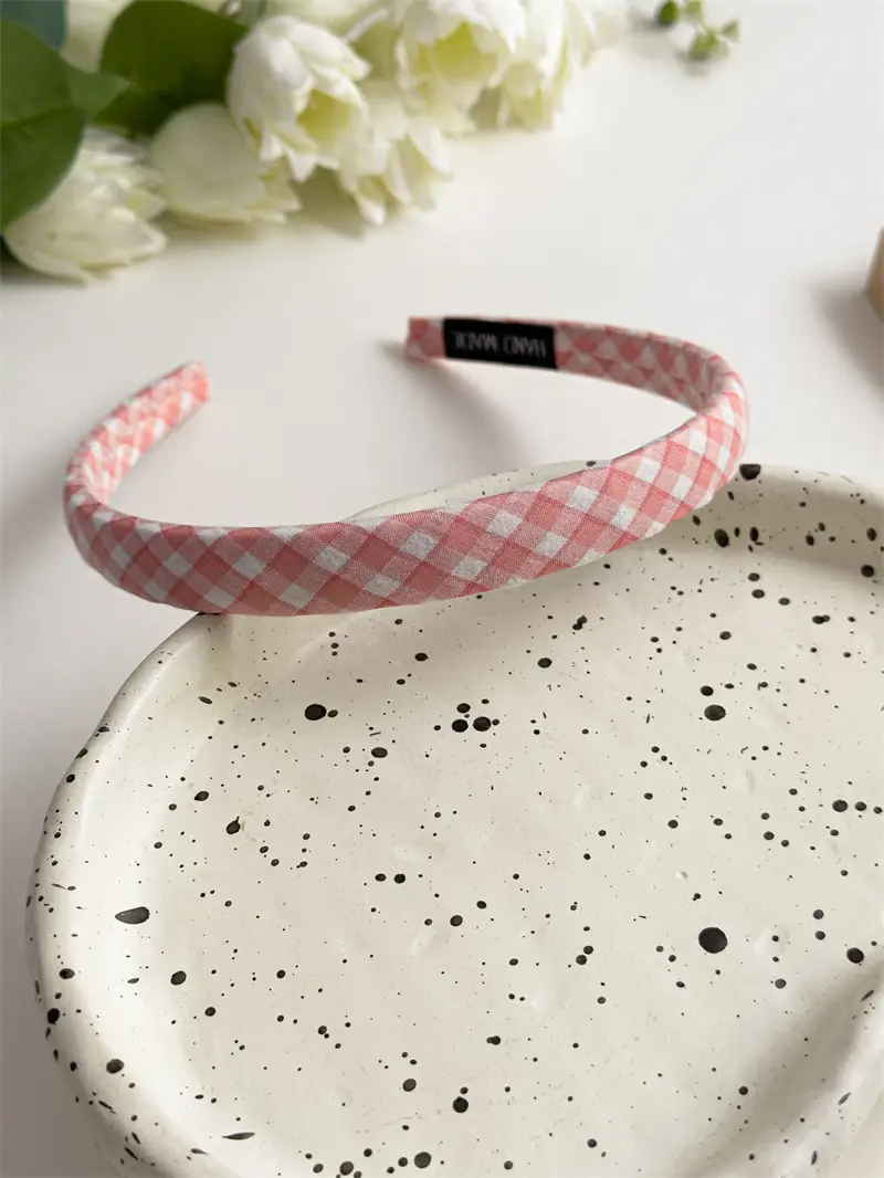 Summer Plaid Hair Hoop Joker Fabric Candy Color Sponge Head Hoop Simple Press Hair Stamp 2023 New — feature 8