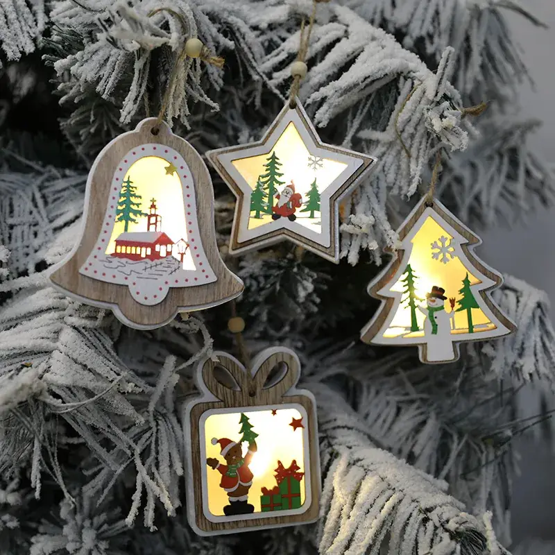 Luminous Wooden Christmas Tree Pendant Decor - Image 6