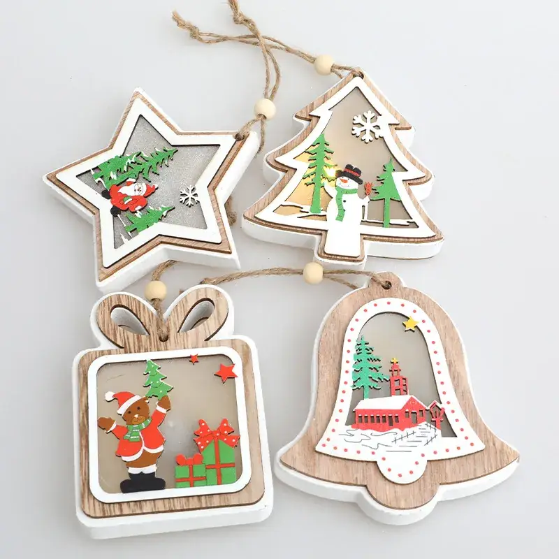 Luminous Wooden Christmas Tree Pendant Decor - Image 8