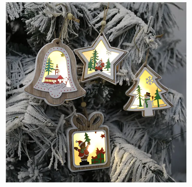 Luminous Wooden Christmas Tree Pendant Decor — feature 18