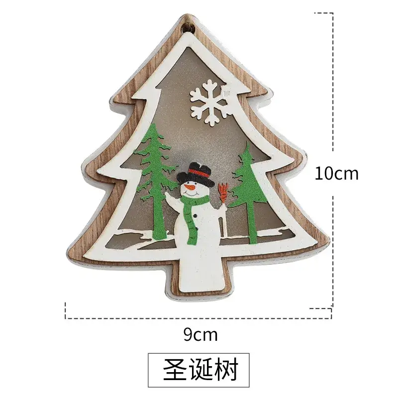 Luminous Wooden Christmas Tree Pendant Decor - Image 3