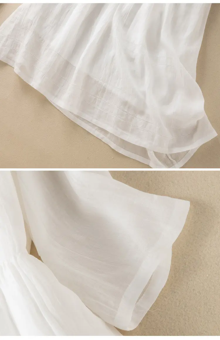 White V-Neck Button Dress for Women — feature 11