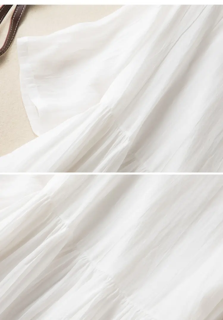 White V-Neck Button Dress for Women — feature 13