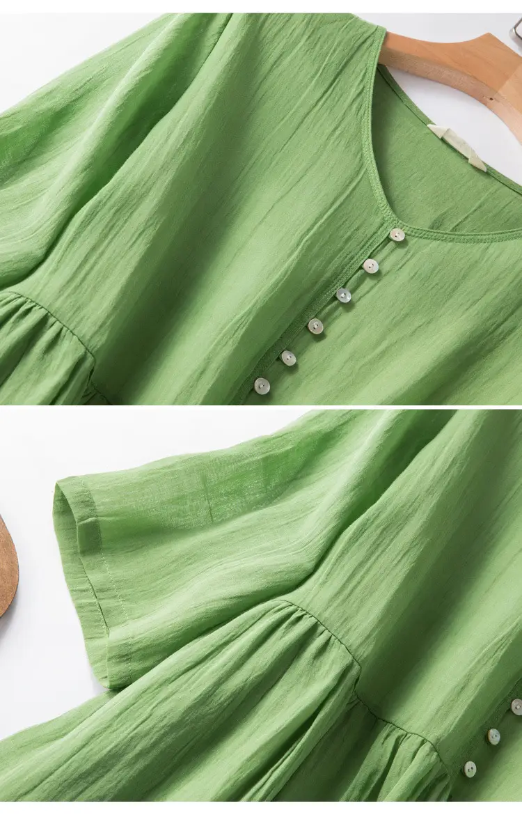 White V-Neck Button Dress for Women — feature 19