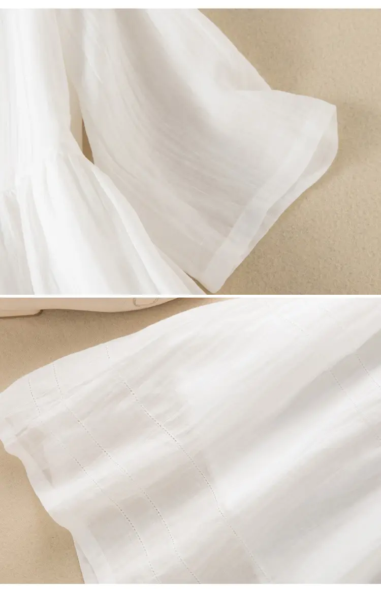 White V-Neck Button Dress for Women — feature 8