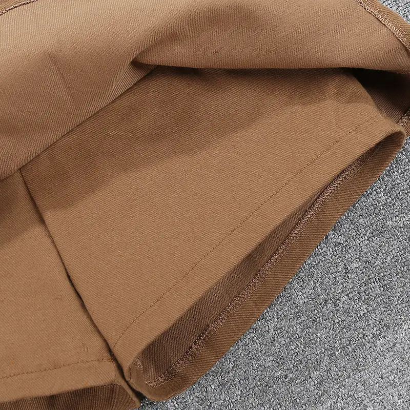 Women Ruffled Skirt with Belt Brown