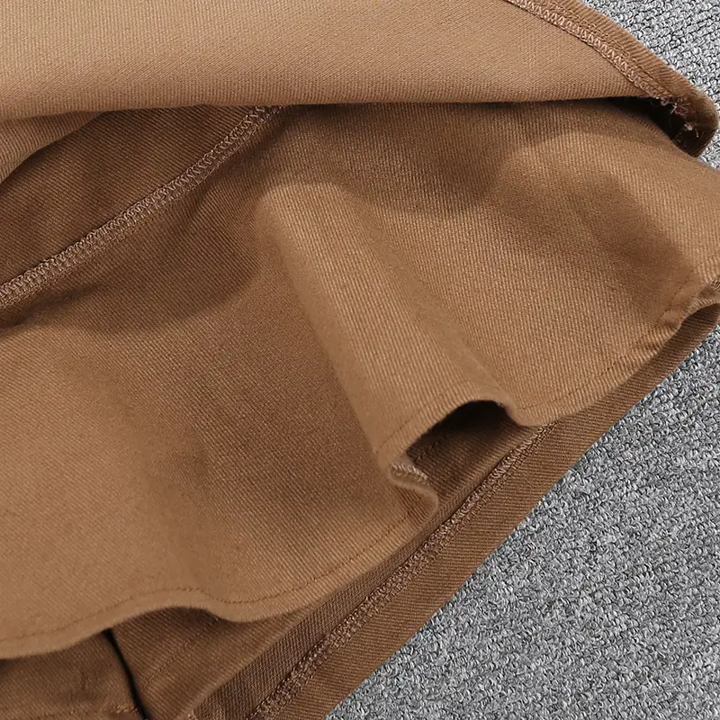 Women Ruffled Skirt with Belt Brown — feature 8