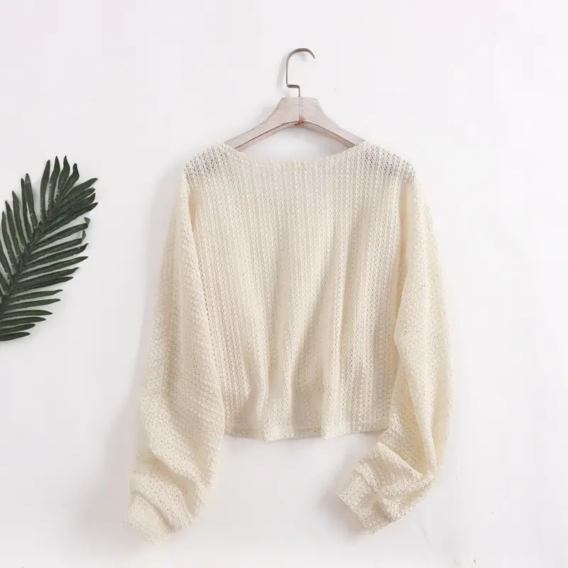 Women New Crochet Hollow Sweater Sunscreen Top — feature 16