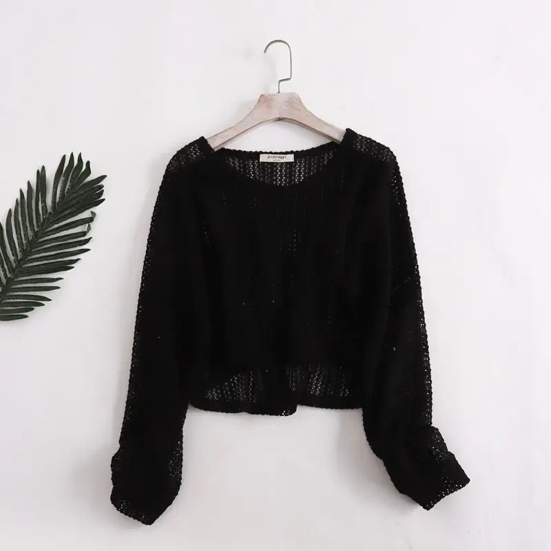 Women New Crochet Hollow Sweater Sunscreen Top — feature 5