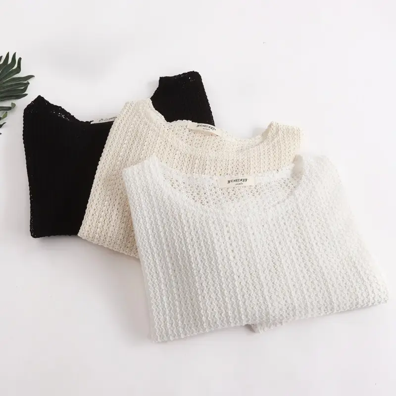 Women New Crochet Hollow Sweater Sunscreen Top — feature 6