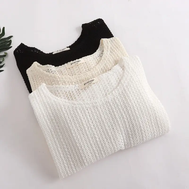 Women New Crochet Hollow Sweater Sunscreen Top — feature 7