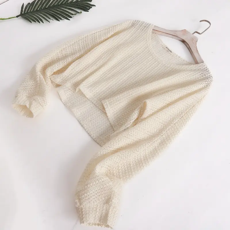 Women New Crochet Hollow Sweater Sunscreen Top — feature 8