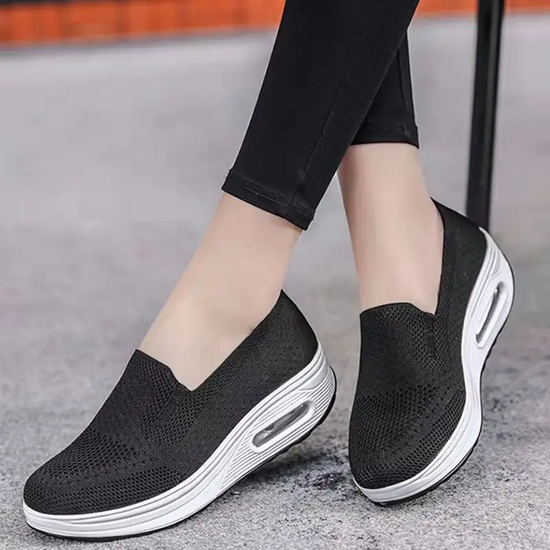 Women's Sports Shoes Cross-Border Foreign Trade 2026 New Model Thick-Soled Air-Cushioned Casual Shoes Mesh Slip-On Height-Increasing Walking Shoes for Women - Image 10
