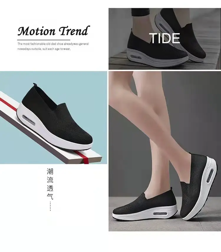 Women's Sports Shoes Cross-Border Foreign Trade 2026 New Model Thick-Soled Air-Cushioned Casual Shoes Mesh Slip-On Height-Increasing Walking Shoes for Women — feature 25