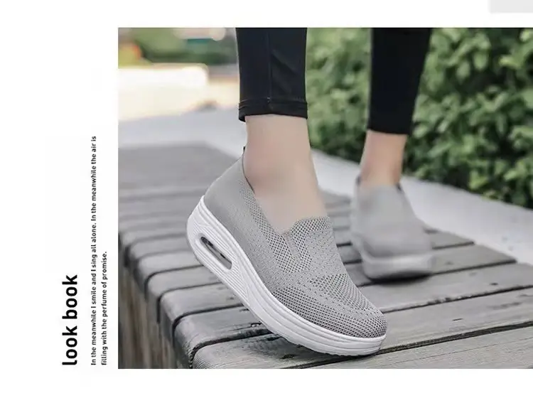 Women's Sports Shoes Cross-Border Foreign Trade 2026 New Model Thick-Soled Air-Cushioned Casual Shoes Mesh Slip-On Height-Increasing Walking Shoes for Women — feature 29