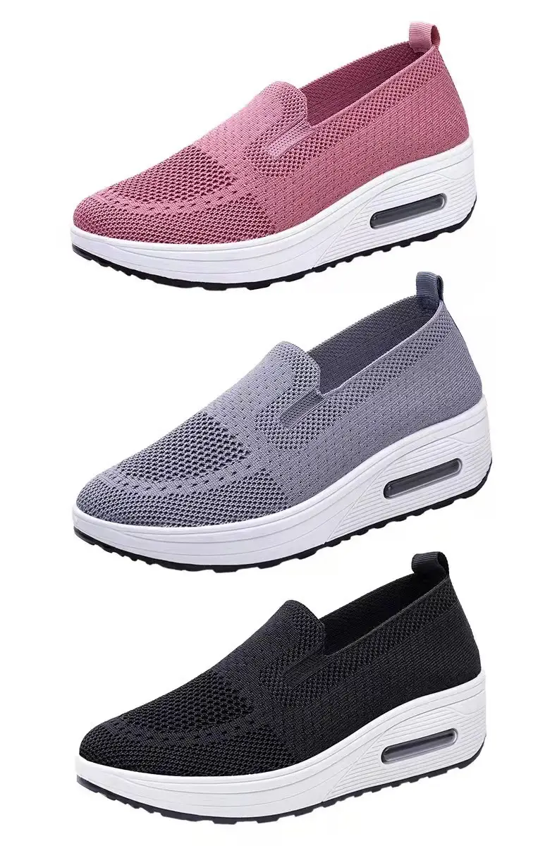 Women's Sports Shoes Cross-Border Foreign Trade 2026 New Model Thick-Soled Air-Cushioned Casual Shoes Mesh Slip-On Height-Increasing Walking Shoes for Women — feature 8