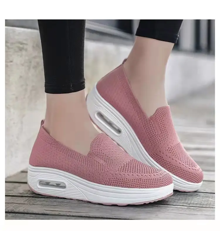 Women's Sports Shoes Cross-Border Foreign Trade 2026 New Model Thick-Soled Air-Cushioned Casual Shoes Mesh Slip-On Height-Increasing Walking Shoes for Women — feature 9