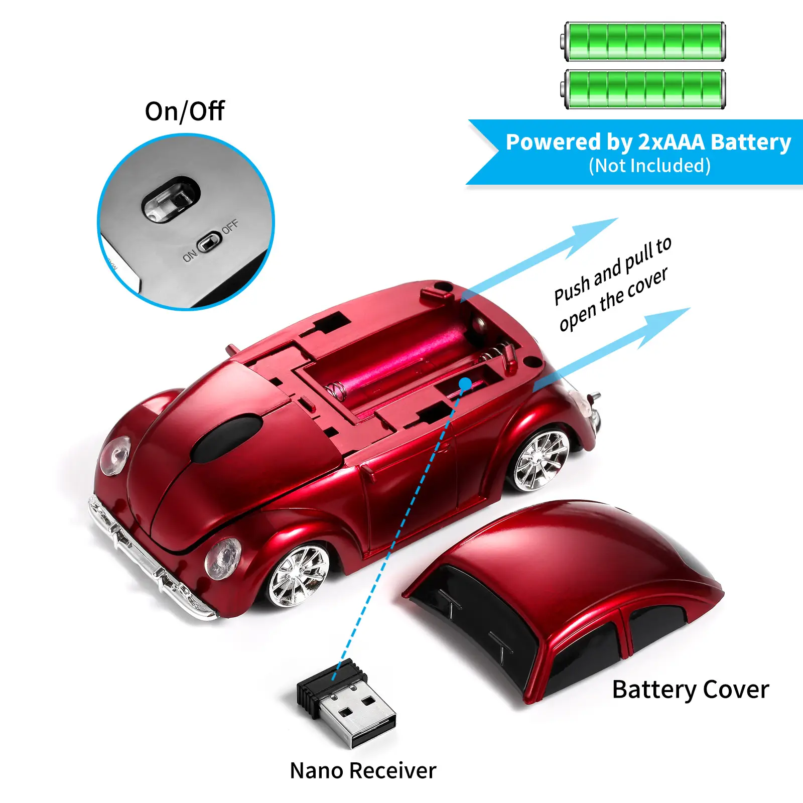 Classic Car Mouse 2.4g Wireless Sports Car Design - Image 7