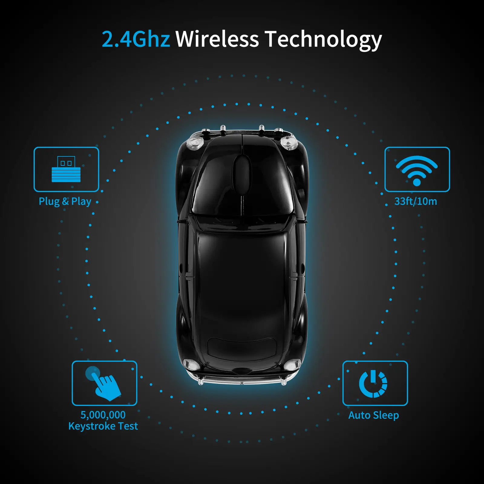 Classic Car Mouse 2.4g Wireless Sports Car Design — feature 8