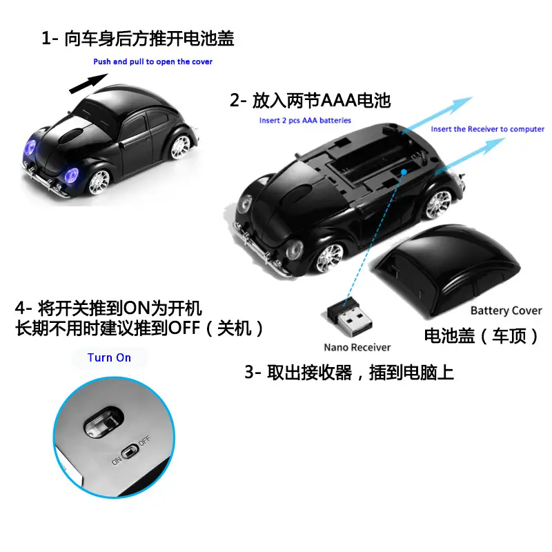 Classic Car Mouse 2.4g Wireless Sports Car Design — feature 9