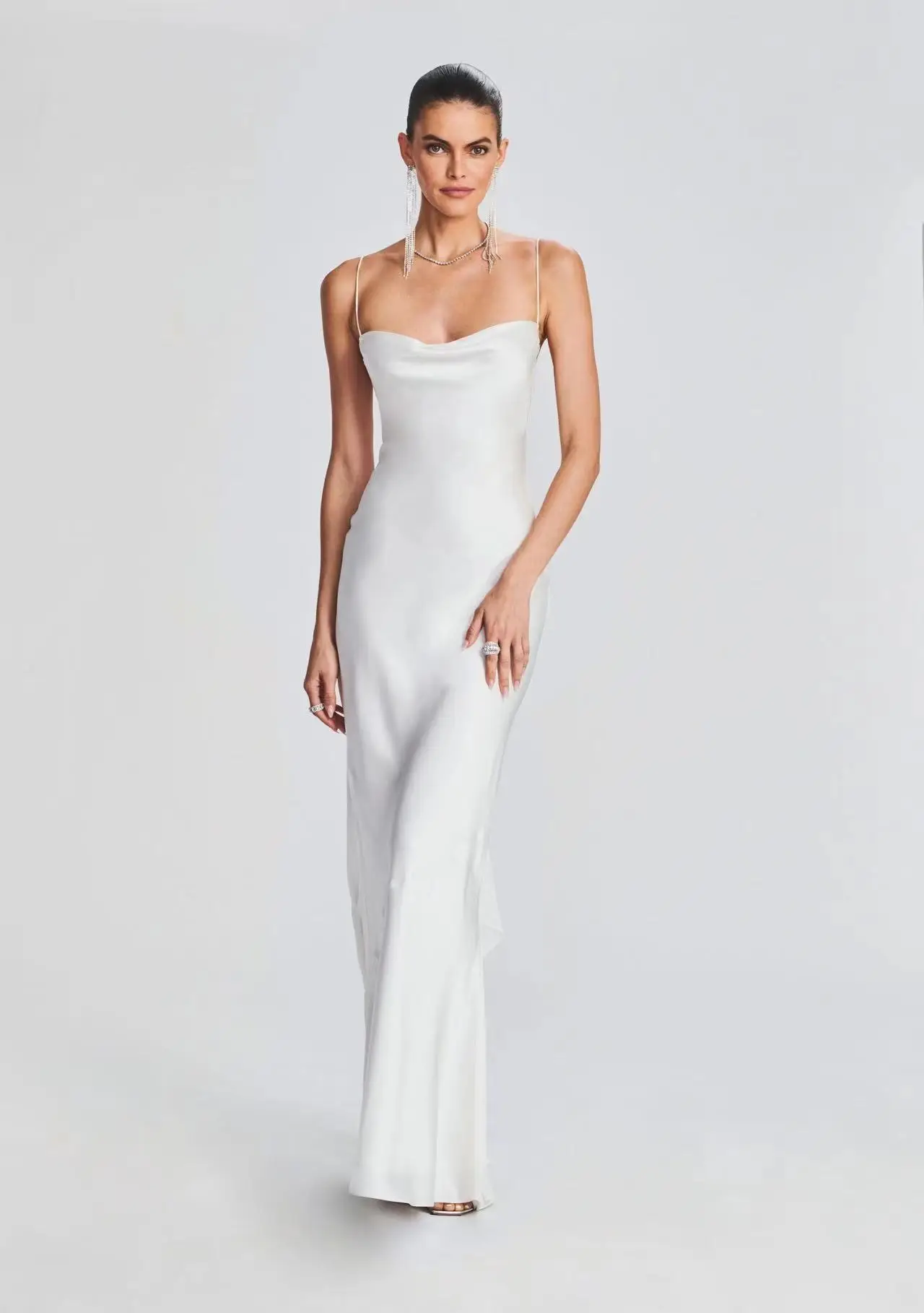 2025 Sexy Chiffon Patchwork Backless Dress White — feature 2
