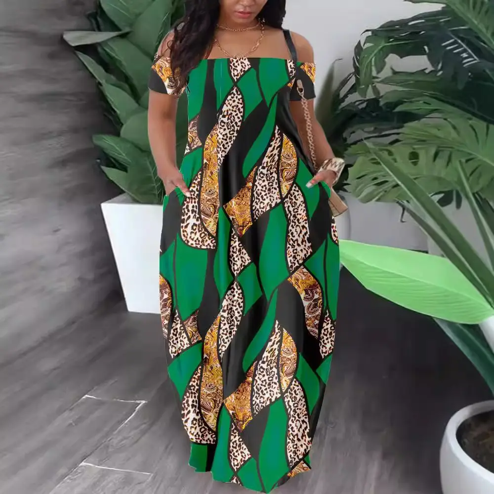 Multi-Color Printed One Shoulder Summer Dress - Image 43