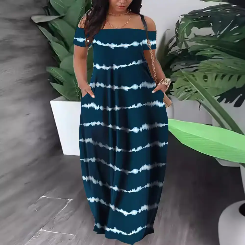 Multi-Color Printed One Shoulder Summer Dress - Image 46