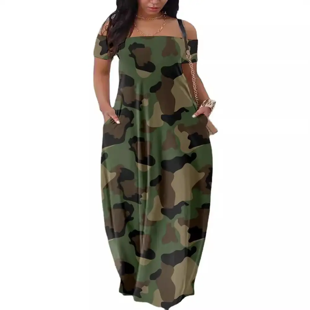 Multi-Color Printed One Shoulder Summer Dress - Image 47