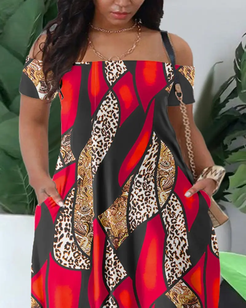 Multi-Color Printed One Shoulder Summer Dress — feature 12