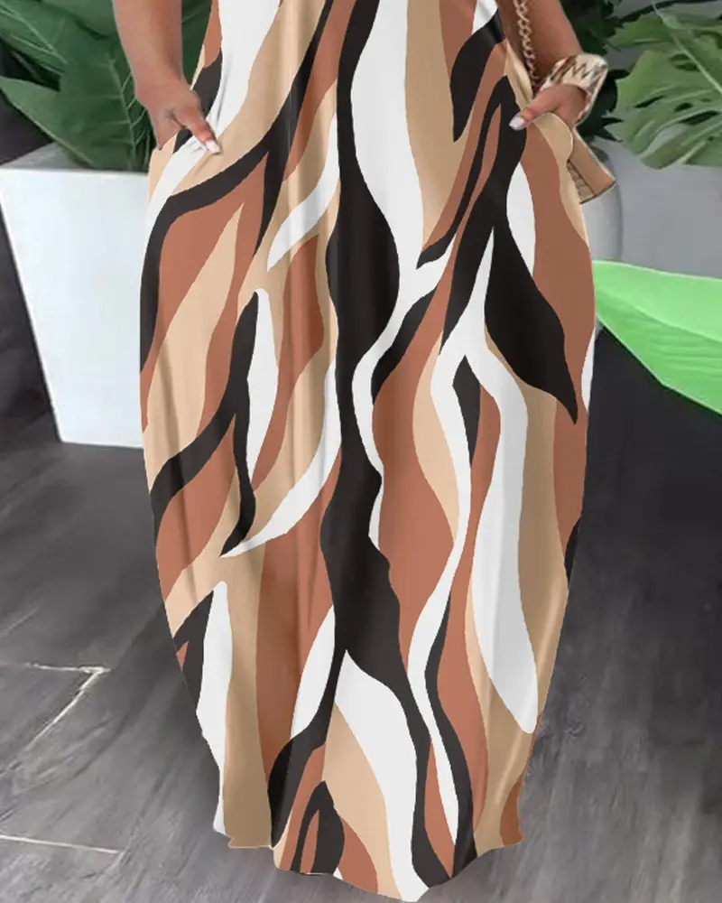 Multi-Color Printed One Shoulder Summer Dress — feature 8