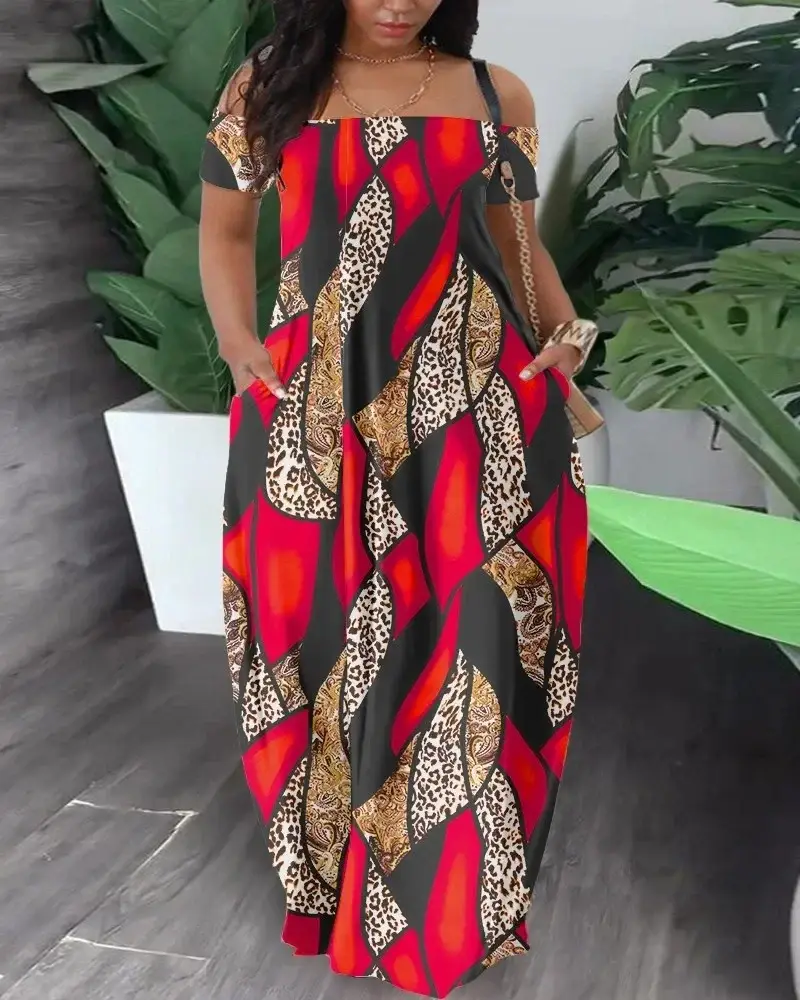 Multi-Color Printed One Shoulder Summer Dress - Image 20