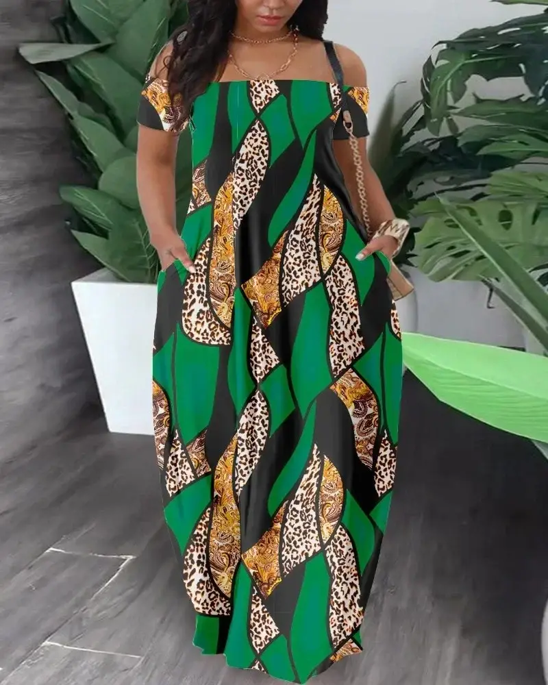 Multi-Color Printed One Shoulder Summer Dress - Image 29