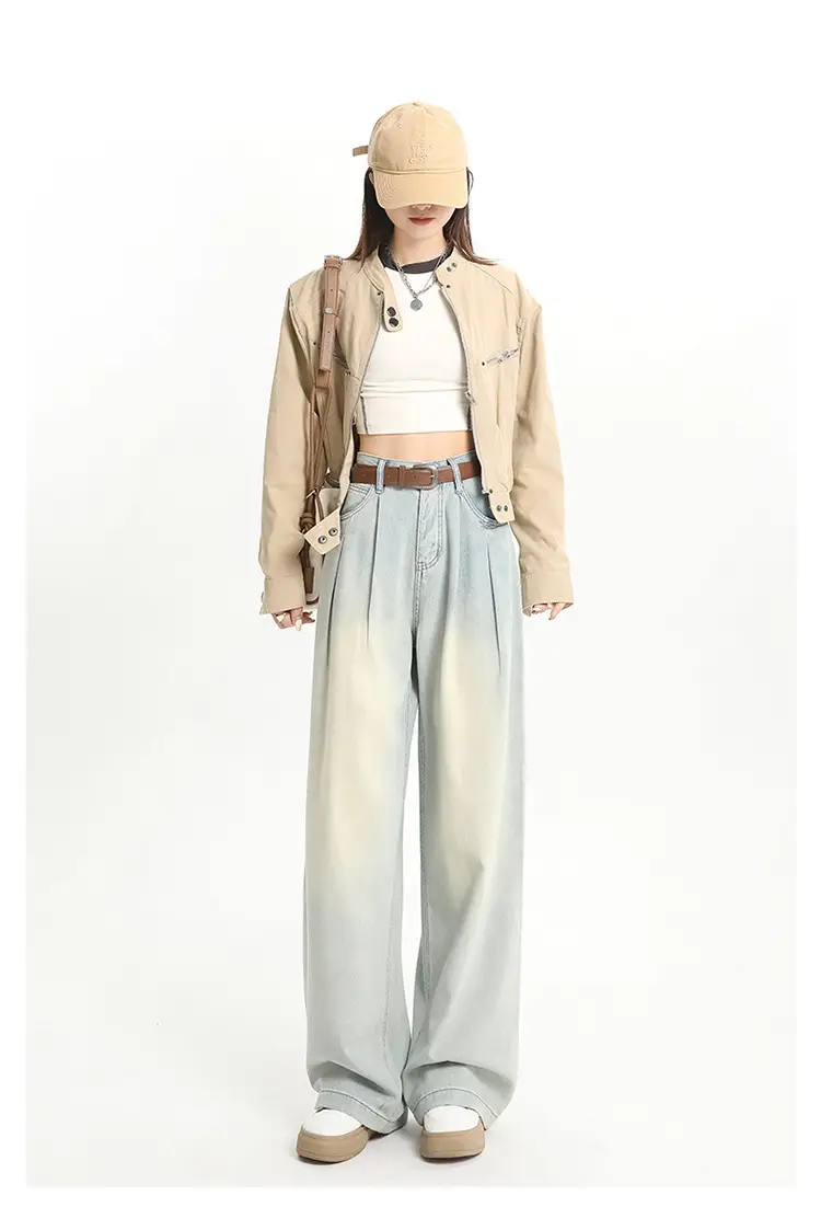 Women High Waist Jeans Dark Blue Wide Leg 2024 — feature 20