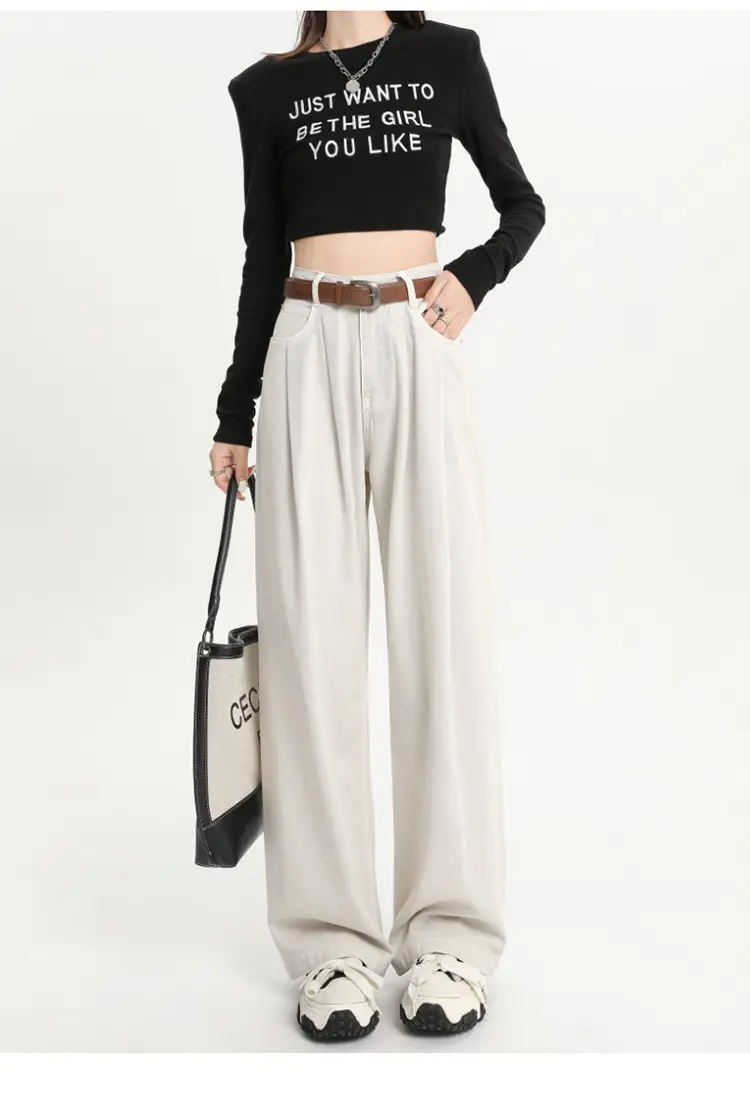 Women High Waist Jeans Dark Blue Wide Leg 2024 — feature 22