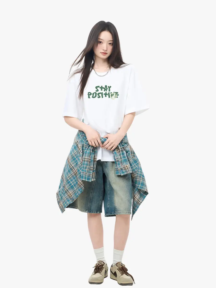 Women Printed T-Shirt Light Blue Summer Casual 2023 - Image 14