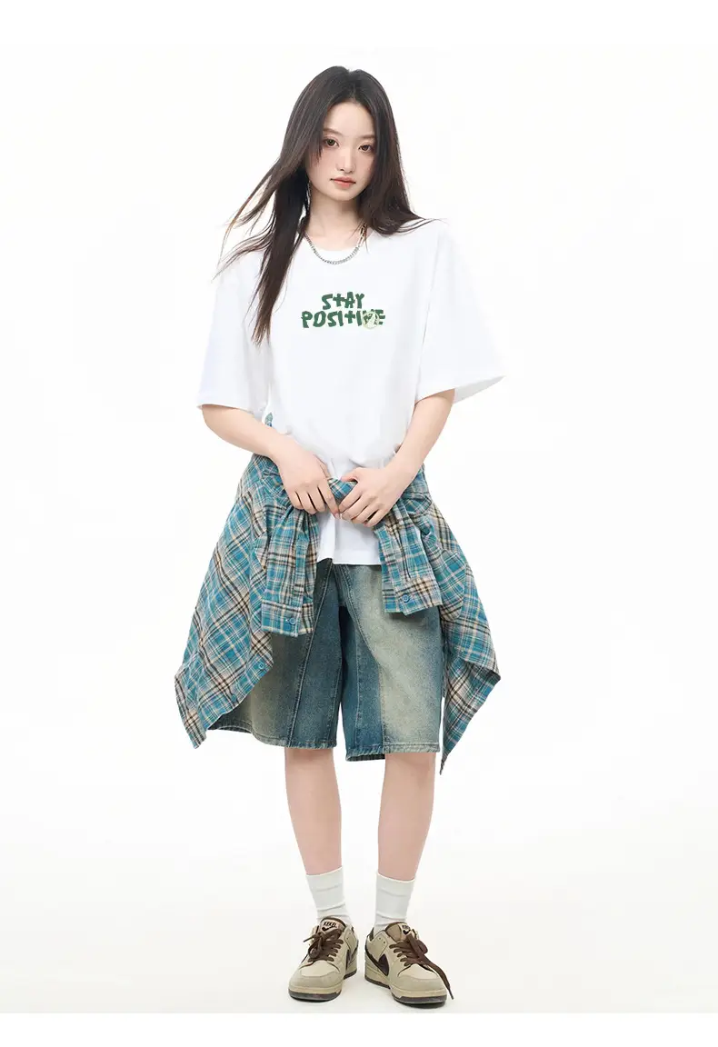 Women Printed T-Shirt Light Blue Summer Casual 2023 — feature 11