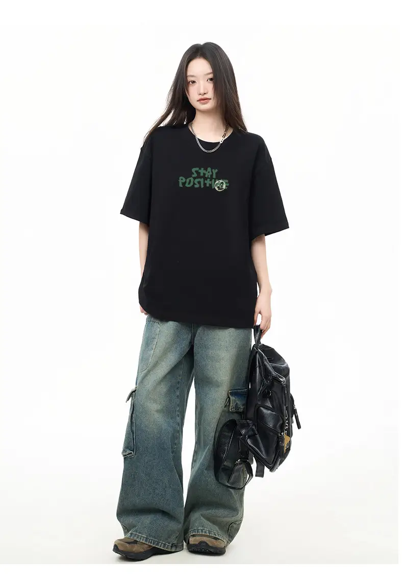 Women Printed T-Shirt Light Blue Summer Casual 2023 — feature 13