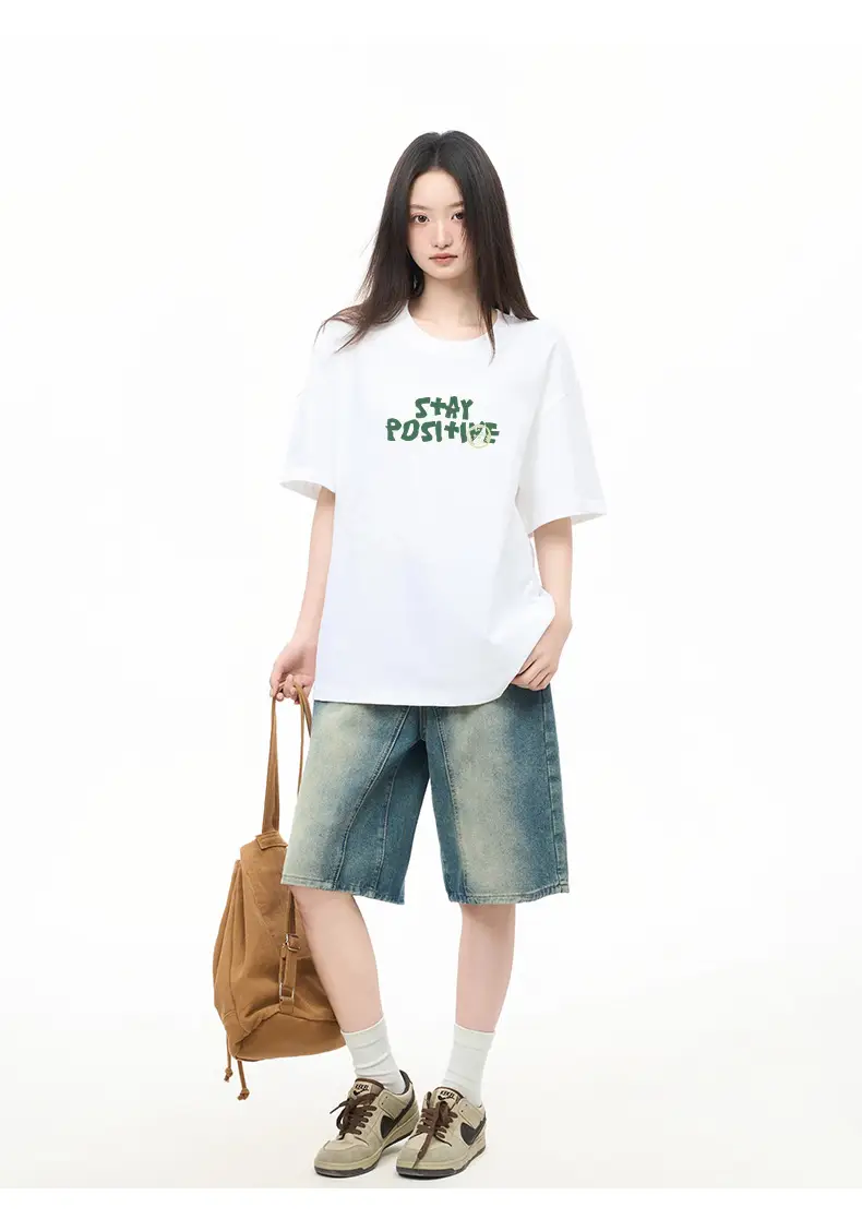 Women Printed T-Shirt Light Blue Summer Casual 2023 — feature 15