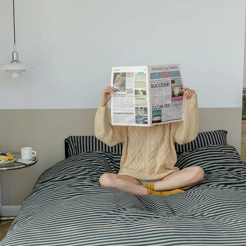 Japanese soft nude sleep! Tianzhu cotton four-piece cotton bed sheet quilt cover Japanese simple bedding