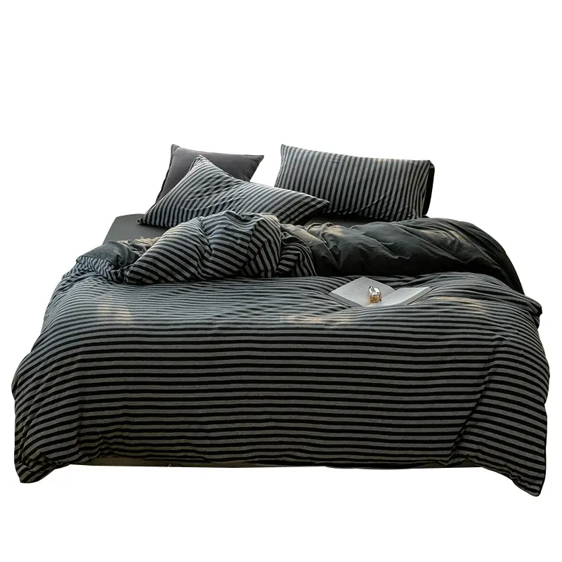 Japanese soft nude sleep! Tianzhu cotton four-piece cotton bed sheet quilt cover Japanese simple bedding
