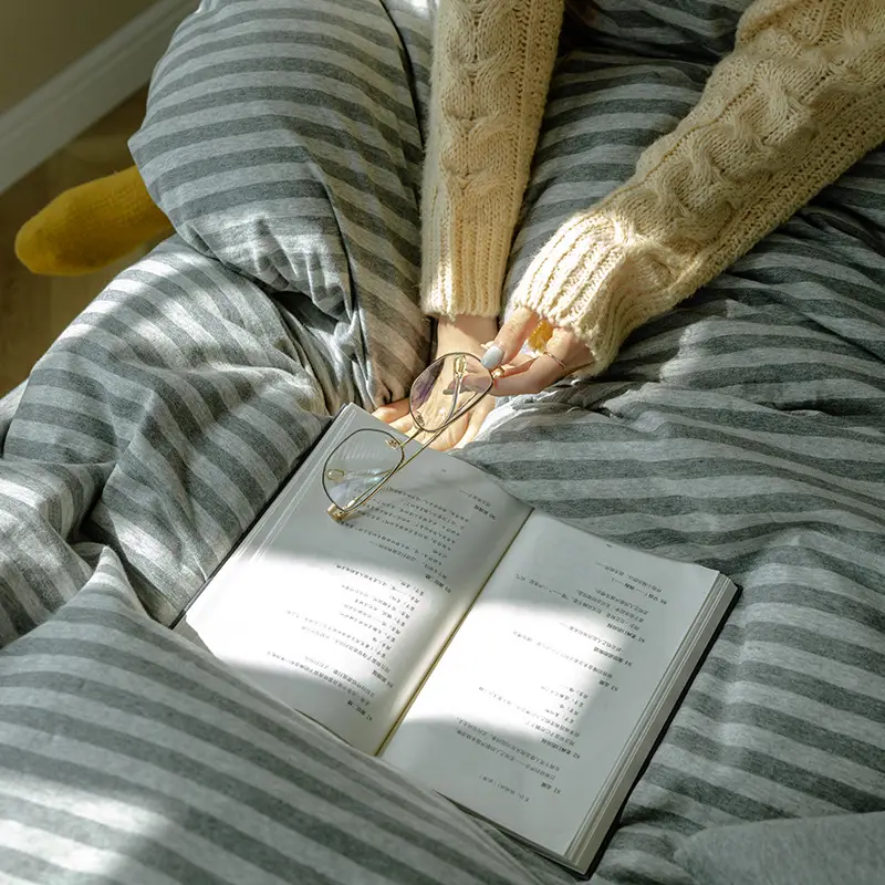 Japanese soft nude sleep! Tianzhu cotton four-piece cotton bed sheet quilt cover Japanese simple bedding