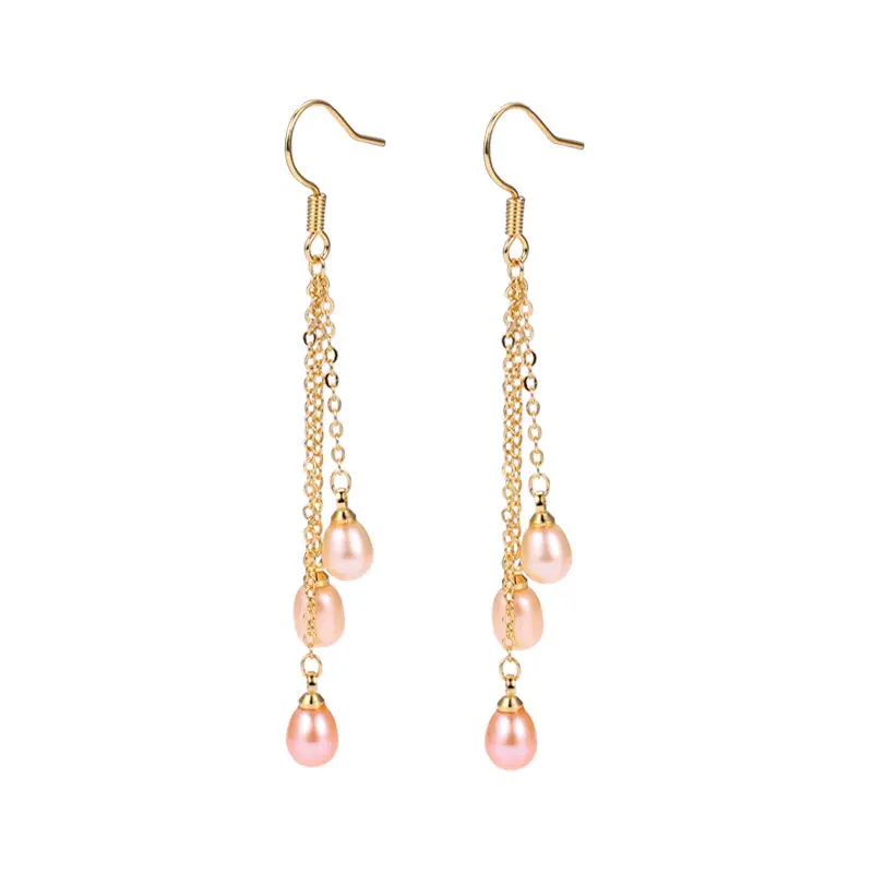 Natural Pearl Tassel Earrings Gold Plated Female Elegant - Image 6