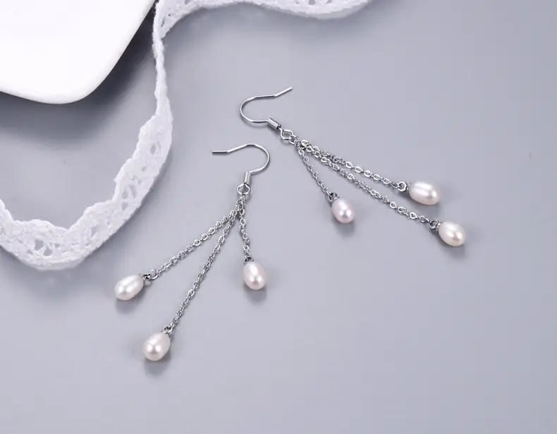 Natural Pearl Tassel Earrings Gold Plated Female Elegant — feature 8
