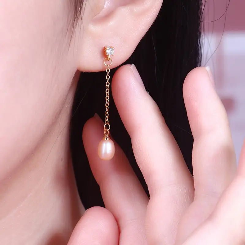 Natural Pearl Long Tassel Earrings for Women