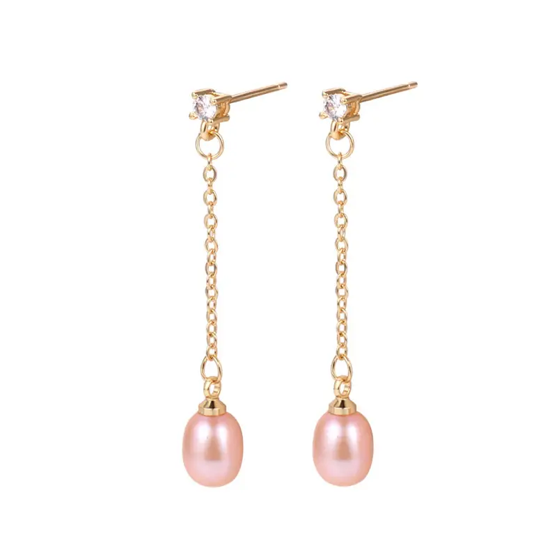 Natural Pearl Long Tassel Earrings for Women